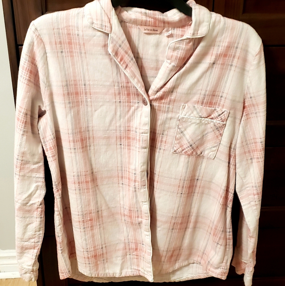 La Vie En Rose Pink Plaid Pajama Top